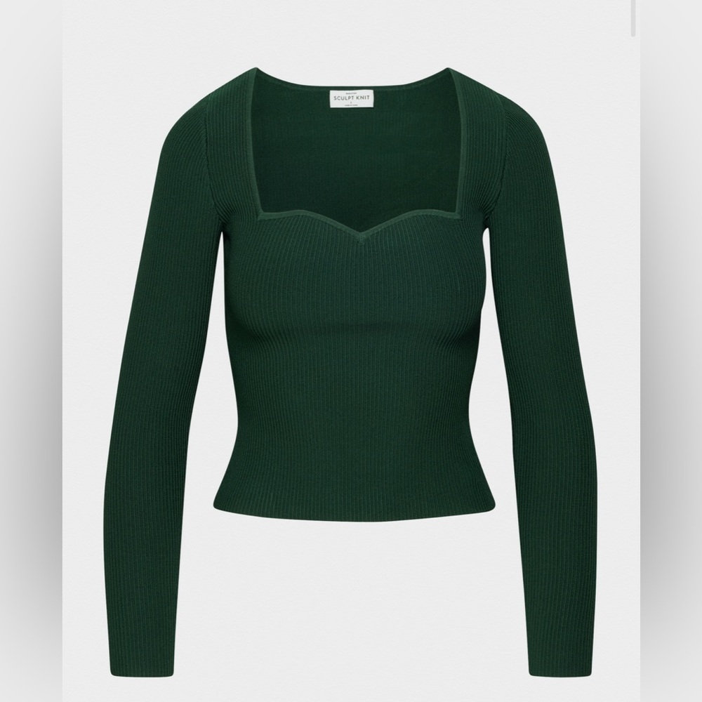 Aritzia Sculpt Knit Sweater in Dark Green